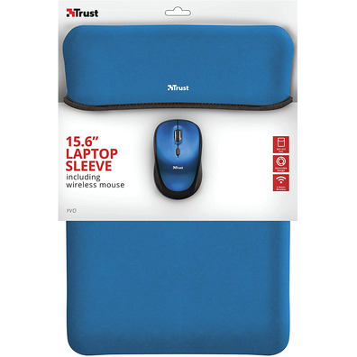 Funda + Ratón Inalámbrico Trust Yvo 15.6 " Azul