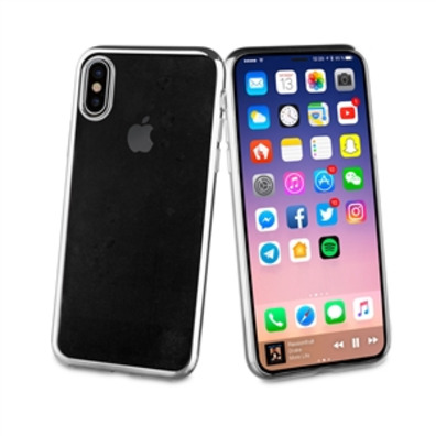 TPU Case Silber Rahmen Bling iPhone X Muvit Leben