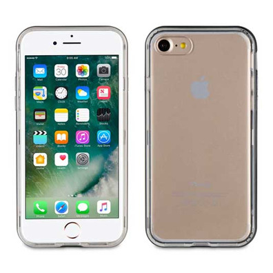 TPU Transparent Cover + 2 Bumpers (Black/Rose Gold) iPhone 7 Muvit Life