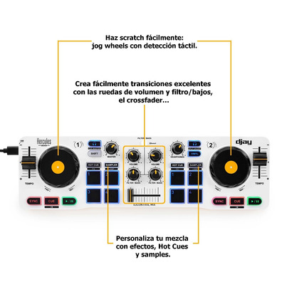 Hercules DJControl Mix-Controladora DJ Inalámbrica Bluetooth para Smartphones