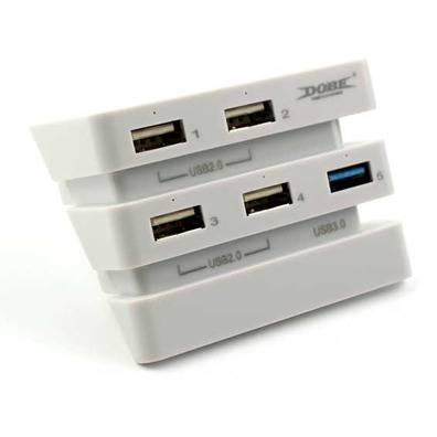 2 to 5 port (2.0 3.0) USB HUB Adapter PS4 Pro (Dobe) Weiss