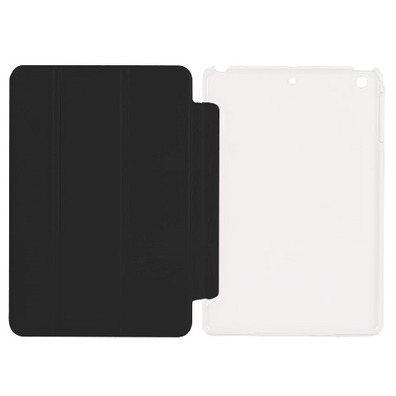 Folding Leather Cover Transparent PC Case for iPad Mini/Mini 2/Mini 3 Black