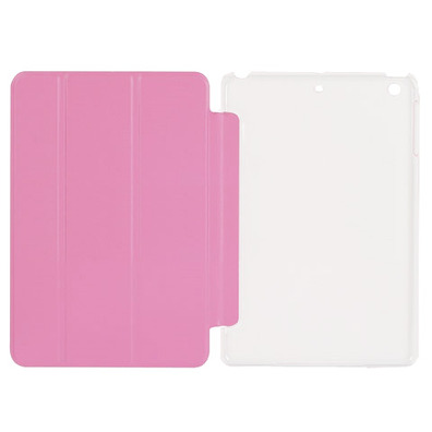 Folding Leather Cover Transparent PC Case for iPad Mini/Mini 2/Mini 3 Pink