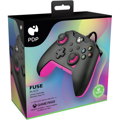 Mando PDP Wired Controller Sicherung Schwarz + 1 Mes Gamepass Xbox-Serie/Xbox One/PC