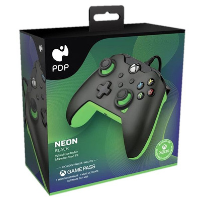 Mando PDP Wired Xbox/PC + 1 Mes Gamepass Xbox-Serie/Xbox One/PC Neon Schwarz