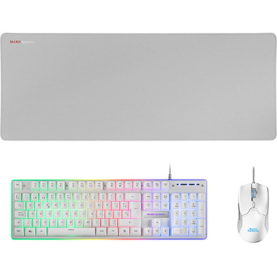 Pack Mars Gaming MCPX Teclado H-Mech + Ratón + Alfombrilla Blanco