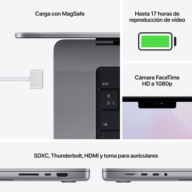 Portátil Apple Macbook pro 16 '' 2021 Space Gray M1 Max/64GB/1TB/GPU 32C/16 ''