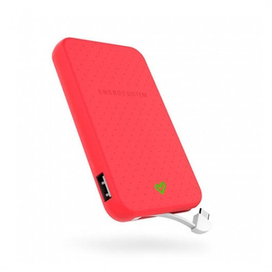 Powerbank Energy System 5000 mAh mit Kabel Integrado Rojo