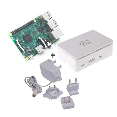 Raspberry Kit Pi 3 + White Box + Quelle: 5.1v Weiß