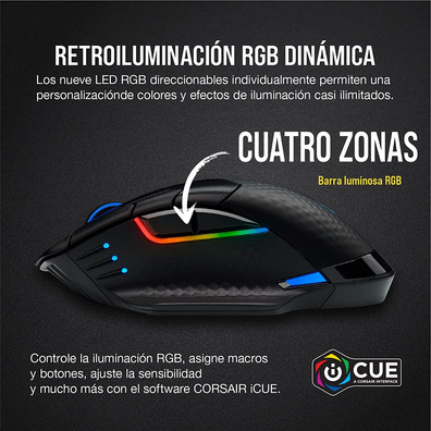 Ratón Corsair Dark Core RGB RF Wireless + Bluetooth Óptico 18000DPI