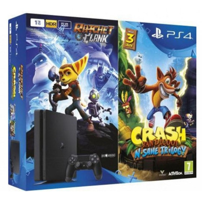 SONY PS4 1TB SLIM Crash Bandicoot n.sane Trilogie + Ratche & clandestine