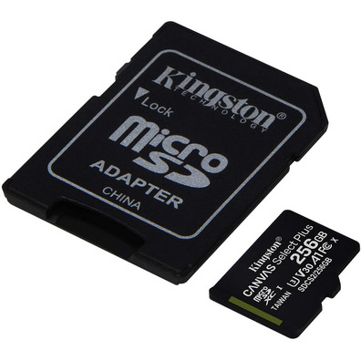 Tarjeta de memoria MicroSD XC 256GB Kingston Canvas Select + Adapt