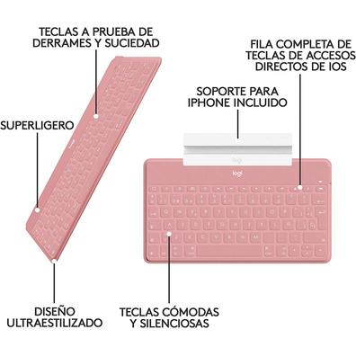 Teclado Bluetooth Logitech Keys-to-Go iPhone/iPad Rosa