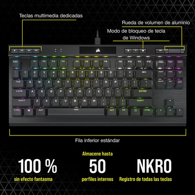 Teclado Corsair K70 TKL CS MX Rot (Español)