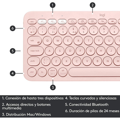 Teclado Logitech K380 Bluetooth Rosa