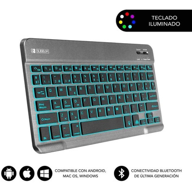 Tastatur-Hintergrundbeleuchtung-Smart BT Grau Subblim PC/Mac/Android/iOS