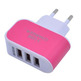 Colorful Charger with 3 USB Ports LED Light - Pink