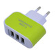 Colorful Charger with 3 USB Ports LED Light - Green