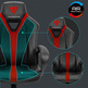 Thunderx3 stuhl gaming yc1 black cyan Rot