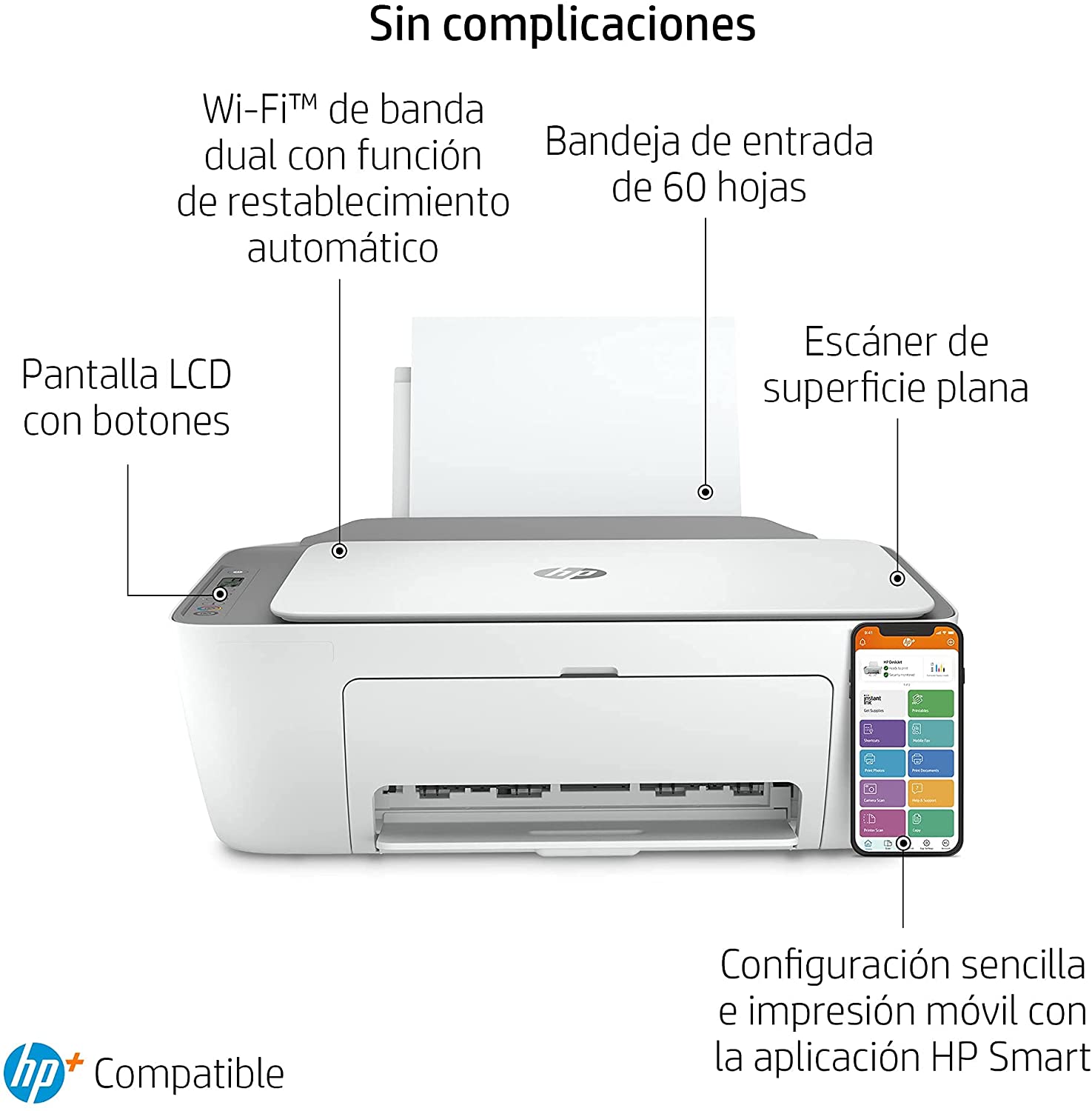 HP Deskjet 2720e Wifi/White Fax Multifunktionsdrucker