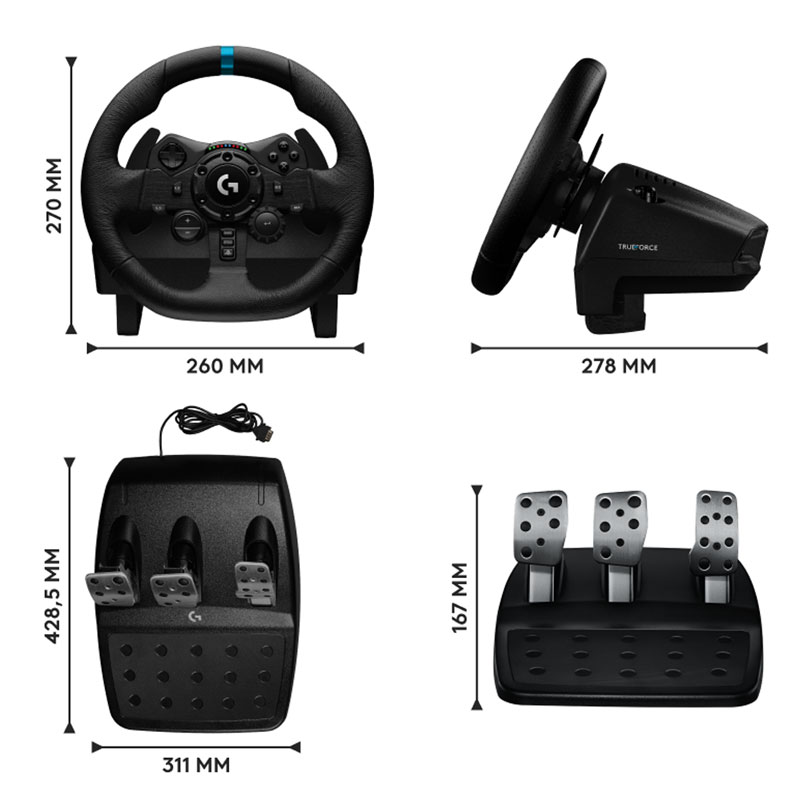 Logitech G923 Driving Force Rennlenkrad + Pedal USB Gaming-Lenkrad