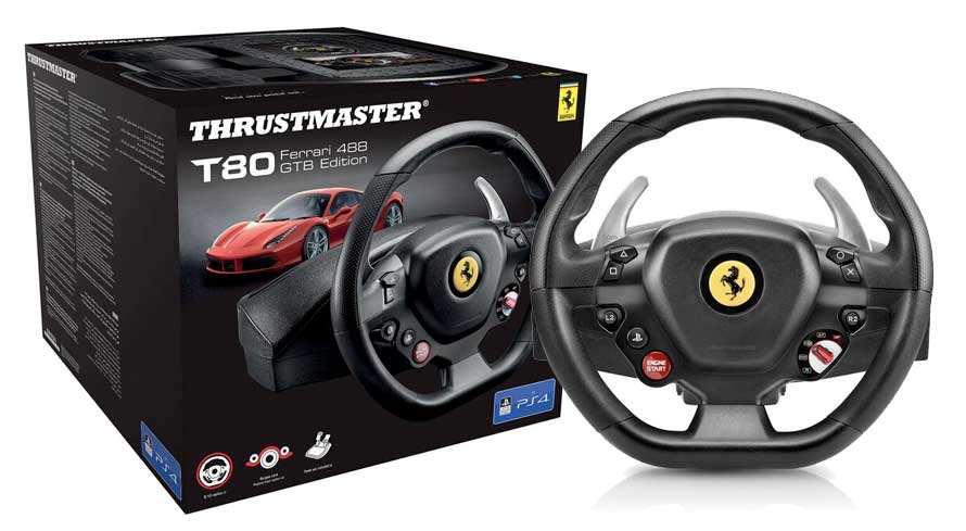 PS4-Lenkrad Thrustmaster T80 Ferrari 488 Edition GTB Funktioniert mit PS5-Spielen  - Gaming-Lenkrad - Einkauf & Preis